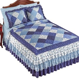 Collections Etc Ella Patchwork Style Tiered Ruffle Bedspread