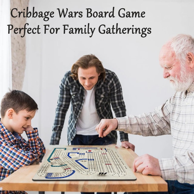 Cribbage Wars Board Game,Large Wooden Chessboard Set, Cribbage Games Classic