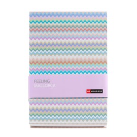 Miquelrius - Notebook A5 (146 x 214 mm), White Polka Dot Inside, 80 Sheets of 100 g/m², Fabric Lined Cardboard, Visible Spine, Feeling Mallorca, Zigzag Collection