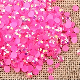LOVEKITTY ® 5mm 1000 Pieces AB Hot Pink AB Jelly Rhinestones Round Flatback Craft Decoration
