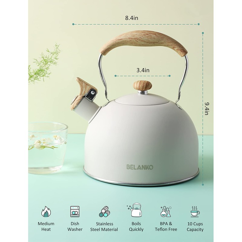 Tea Kettle, BELANKO 85 OZ / 2.5 Liter Whistling Tea