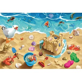 Ravensburger Fun at The Beach - 24 Piece Floor Jigsaw Puzzle for Kids | Engaging Coastal Adventure | Promotes Problem Solving Skills | FSC-Certified