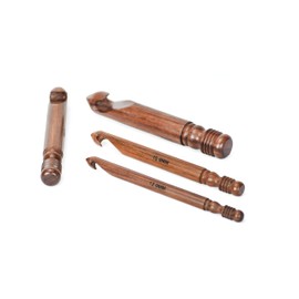 Wooden Crochet Hook | Knitting Needle with Ergonomic Soft Grip Handles | Handcrafted Crochet Hook Set | Indian Rosewood Crochet Hook with Engraved Size (Set of 4)