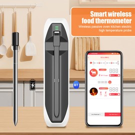 xinyee 492FT Wireless Meat Thermometer Smart BT Meat Thermometer for Grilling r Oven Cooking Kitchen IP67 Waterproof Smart APP Control Meat Temperature Probe with Charging Dock
