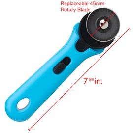 Craft County 45 mm Rotary Cutter – Perfect for Cutting All Types of Fabric, Leather, Vinyl, and More! – Blue Straight Handle