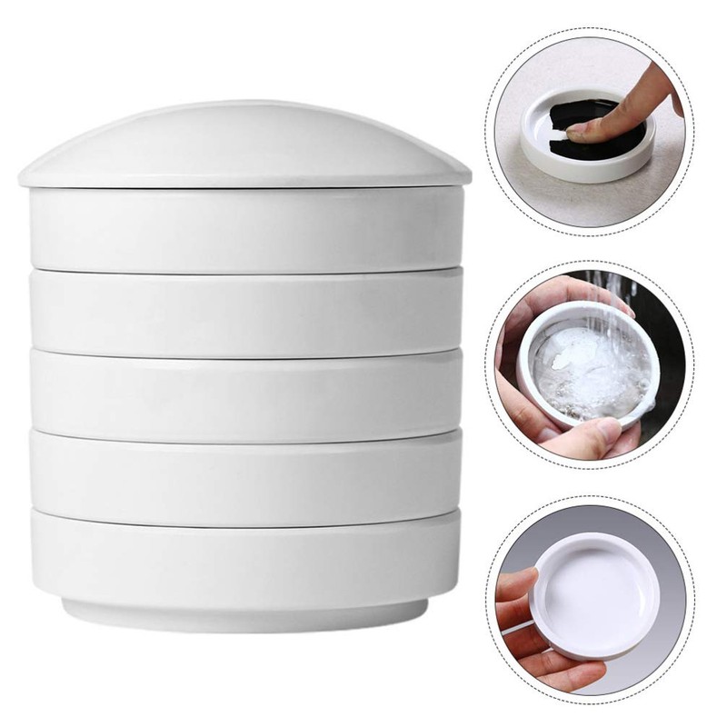 NUOBESTY Ceramic Ink Dish Stackable Paint Mixing Trays Round Ceramic