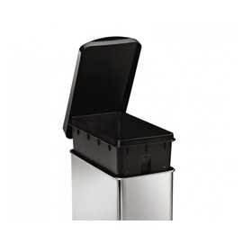 simplehuman 10 Liter / 2.6 Gallon Bathroom Slim Profile Trash Can, Brushed Stainless Steel with Plastic Lid