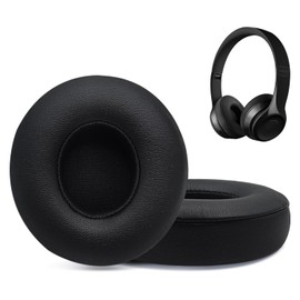 Replacement Ear Pads for Beats Solo 2 & Solo 3 Wireless On-Ear Headphones, Ear Cushions, Headset Earpads, Ear Cups Cover with Soft Protein Leather (Black)