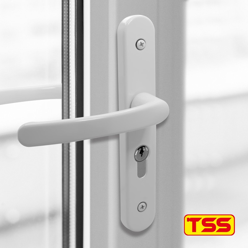 TSS UPVC Door Handle Set, 48mm PZ (Centres), Lever/Lever, Screw