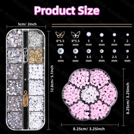 3D Pink Color Bows Nail Art Charms, Nail Bows Nail Charms and Gems, Flatback Pearls Charms Gems, Bows Charms for Nail Art Designs, Nail Pearls Gems for Nail Art DIY with Pickup Tools