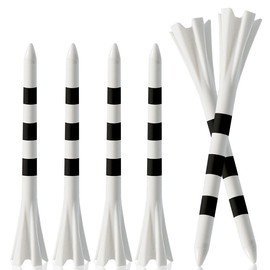Golf Long Tees 50 Pack Golf Tees 83mm Graduated Height Adjustable Easy Ride Stripe Anti-Break Golf Tees with Line (Black & White)