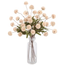 Flores de Kiku de imitación beige, 8 piezas de crisantemo artificial de 20.5 pulgadas, pompones de mamá falsos para centros de mesa de boda, fiesta, flores de seda para decoración del hogar