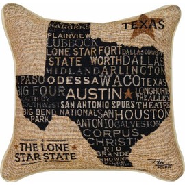 Manual Americana Collection Throw Pillow with Piping, 17 X 17-Inch, USA Texas from Pela Studios