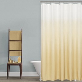 Mrs.Naturall Shower Curtain Gold Accents Bathroom Sets with Hooks Glam Luxury Waffle Fabric Waterproof Autumn Fall Shower Curtains White and Yellow Light Gold