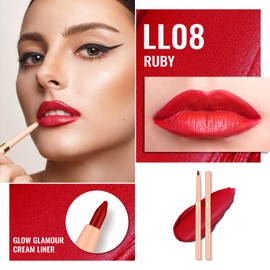 Oulac Matte Vivid Red Lipliner Pencil Waterproof - Smooth and Smudge-proof Lasts 24H+, Highly Pigmented, Retractable Lip Makeup for Precision Application, Vegan, LL08 Ruby