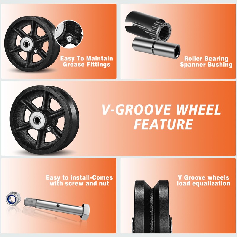 CWfutureparts 6" X 2" Cast Iron V Groove Wheel with