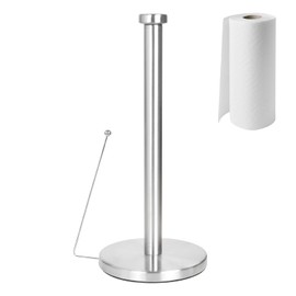 Kitchen Roll Holder, Silver Kitchen Roll Holder Standing with Clamping Arm and Weighted Base, Stainless Steel Kitchen Roll Holder for Dining Room, Kitchen and Bathroom Room (15 x 33.5 cm)