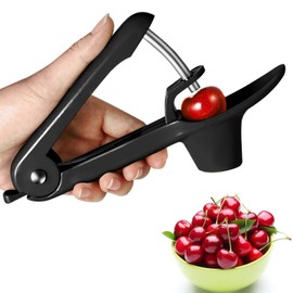 Cherry Pitter, YISSCEN Cherry Olive Seed Remover Tool with Food-Grade Silicone Cup, Heavy-Duty Cherry Stoner/Cherry Core Remover/Oliver Pitter with Space-Saving Lock Design (Black)