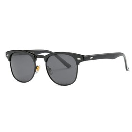AEVOGUE Polarized Sunglasses For Women And Men Semi Rimless Frame Retro Sun Glasses AE0369 (Black&Black)