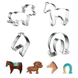 4 Piece Horse Shape Cookie Cutter Set, Stainless Steel Cookie Cutter, Horseshoe, Stainless Steel Cookie Cutter, DIY Kitchen Accessories, for Children Baking Fondant Cakes