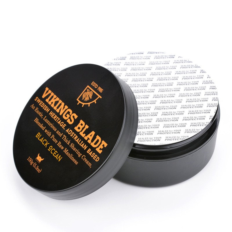 VIKINGS BLADE Luxury Shaving Cream, Black Ocean Scent, Silky Buttery