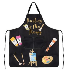 MYSOMY Artist Painting Apron Painting is My Therapy Apron Smock Artist Painter Gifts Paint Lovers Gifts Art Student Teacher Gift (UK Painting Apron)