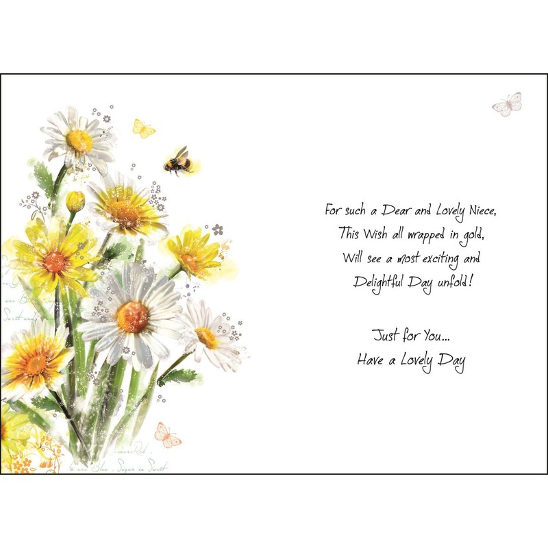 Special Niece Birthday Card - Dandelions & Daisies - Secret