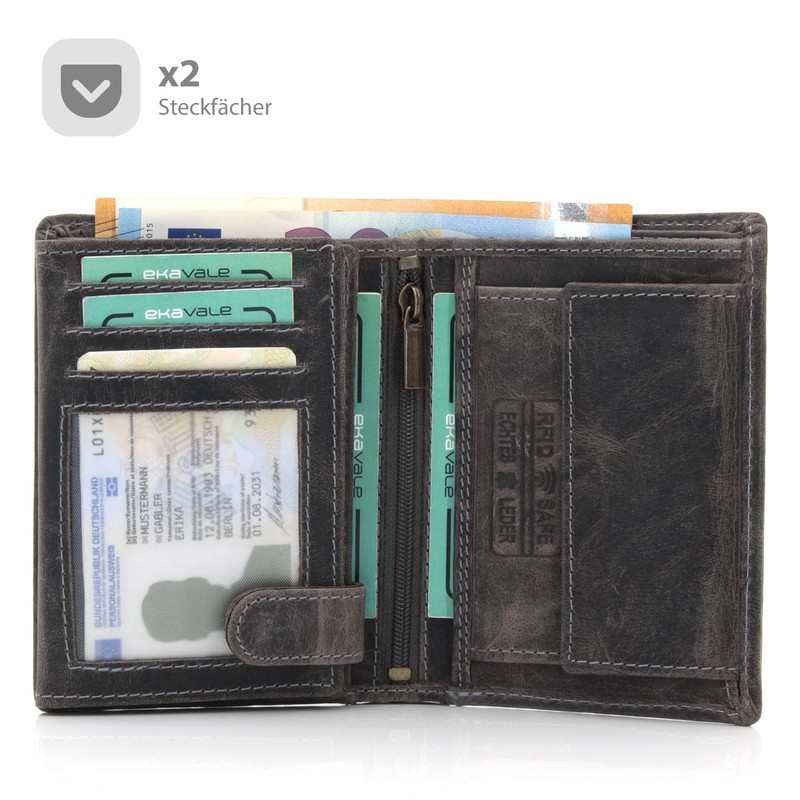 ekavale Men's Leather Wallet with RFID Protection - Practical Portrait
