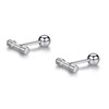 VIKI LYNN 925 Sterling Silver Mini Barbell Dumbbell Stud Earrings