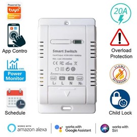 Tuya WiFi 20A 스마트 스위치 회로 차단기 APP 원격 제어 전력 모니터 과부하 보호 Alexa 및 Google Home과 Tuya WiFi 20A Smart Switch Circuit Breaker APP Remote Control Power Monitor Overload Protection Compatible with Alexa and Google Home [01 is different]