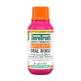 TheraBreath Anticavity Fluoride Mouthwash, Sparkle Mint, Travel Size, 3 fl oz - 6 Pack
