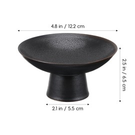 Ciieeo Ceramic Footed Bowl Round Pedestal Bowl Decorative Fruit Dish Holder Dessert Display Stand Serving Fruit Tray for Kitchen Counter Centerpiece Table Decoration Black