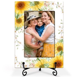 Sunflower Picture Frame, Wooden Family Photo Frame Gift - 4x6 Vertical Stand - Perfect For Tabletop -37