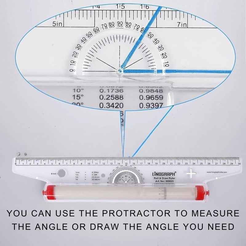 Rolling Ruler – 30 Centimeter Transparent Parallel Rolling Ruler for