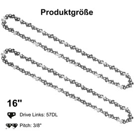 Joycabin Pack of 2 Saw Chains 3/8 Inch 1.3 mm 57 TG 40 cm (16 Inch) Replacement Chain for Various Chainsaws, Electric Chainsaws, Accessories, Chains, Replacement for Garden Tree, Agriculture, Trees