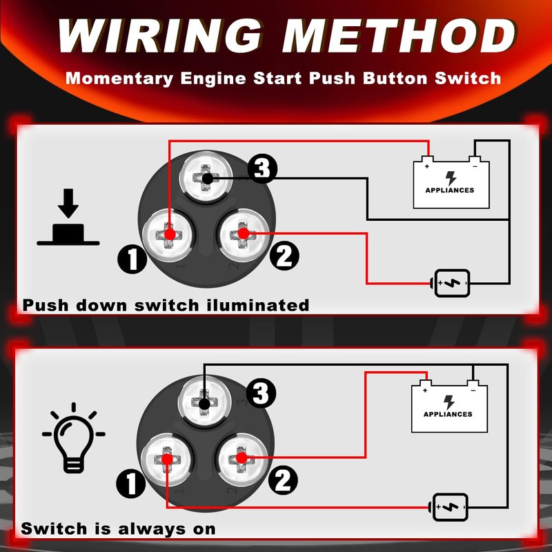 12V-24V/50A Push Start Ignition Switch Momentary Engine Start Push Button