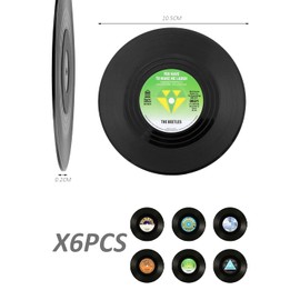 6-Piece Vintage Record Coaster Set, Vinyl Coasters, Drinks Coasters, Offers the Best Protection for the Table, DJ Gifts