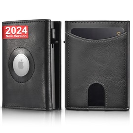 DOMIPHIE Mens Airtag Hole Wallet, black, Modern