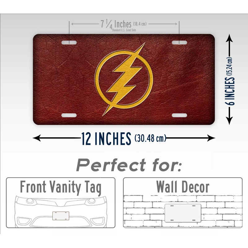 SignsAndTagsOnline.com Flash Lighting License Plate Lighting Bolt Leather Look Thunderbolt