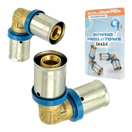 Rimex Press Fitting Angle 16 x 16 mm, PEX Brass Accessories, Clamp Connectors, Pressable Nypl Press Fitting, Suitable for Water and Heating Installations, Corrosion Resistant, Pack of 1