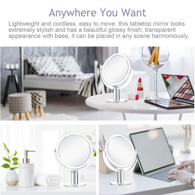 CLSEVXY Vanity Mirror Makeup Mirror with Stand, 1X/15X Magnification Double