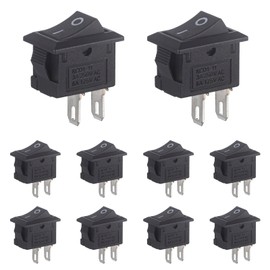 VEXUNGA Mini Toggle Switch Rocker Switch 2-Pin On/Off Mini Boat Switch AC 250V 3A 125V 6A 2 Pins 2 Position Black Rectangle Built-in Switch Small Embedded (Pack of 10)