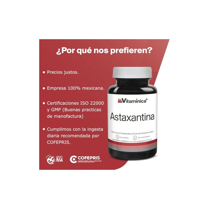 Vitaminica Astaxantina 20 mg 30 Cápsulas Antioxidante
