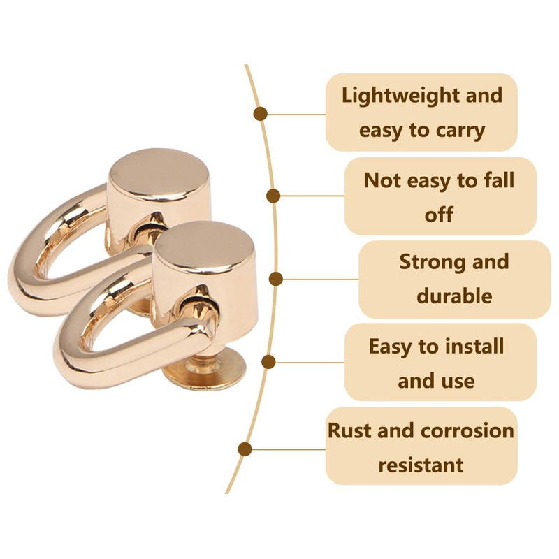 Emezddo Pack of 6 Rivets, Rotating D Rings Screw Rivets,