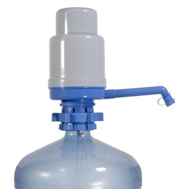 Dolphin Manual Water Pump for 2 to 6 Gallon Bottles, Blue Manual Hand Pressure Water Dispenser, Press Pump with an Extra Short Tube, Sanitary Cap, Free of BPA