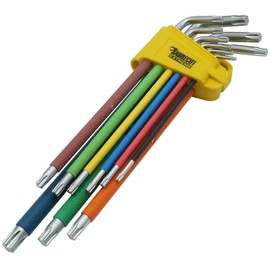9 Piece SabreCut SCTX009S Soft Grip Extra Long Torx Key Set with Colour Coding - Sizes T10-T50