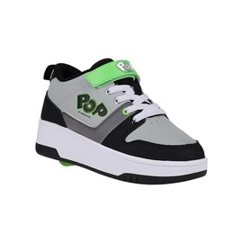 Heelys POP 5 Wheeled Heel Shoe, Black/Grey/Green, 12 US Unisex Big Kid