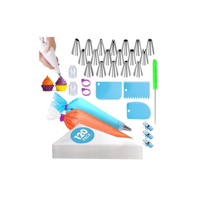 Kits de 150 Piezas Boquillas para Manga Pastelera,Cake Decoration Tool,Reutilizable