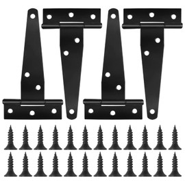 4 Pcs Black Door T Hinges with Screws, Heavy Duty Tee Hinge, 4 Inch T Strap Hinges, Rustproof Door Shed Hinges, Barn Gates Hinges for Windows Fence Sheds Barn Gates Doors