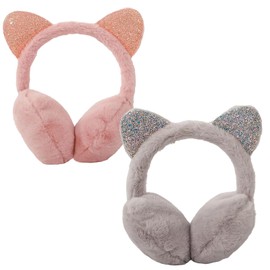 YouXiaor Winter Ear Muffs Children, Pack of 2 Ear Warmers Children's Ear Warmers Girls Winter Earmuffs Made of Soft Plush Cute Cat Ears Ear Warmers Cold Resistant Earmuffs Warm Ear Warmers, pink